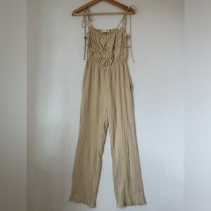 Beige Botany womens cream sleeveless‎ tank open side casual jumpsuit size small